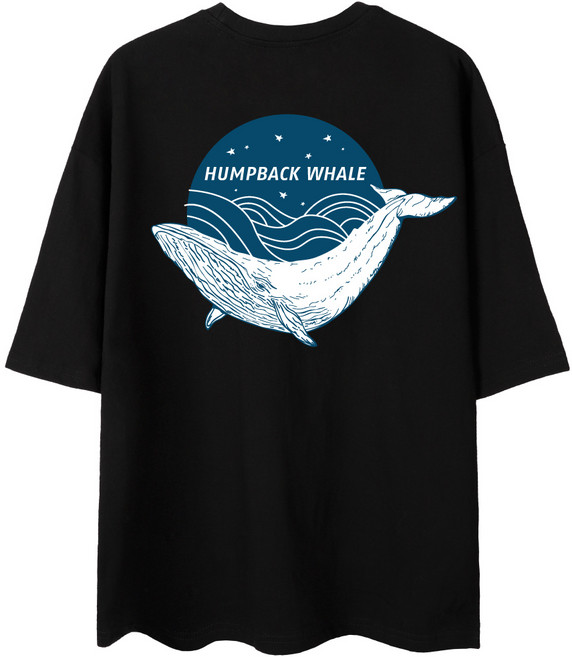 벤힛 남녀공용 통기성 웨일 오버핏 반팔티셔츠