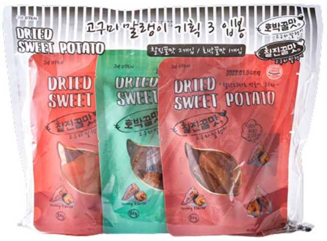 찰진 꿀맛 호박 꿀맛 고구마 말랭이 80g, 3개