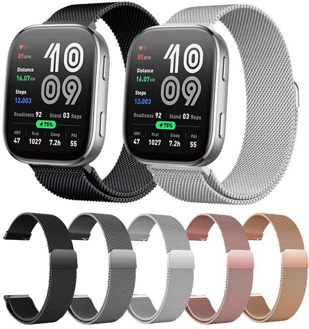 미소피아 어메이즈핏 빕6 샤오미 워치S4 레드미워치5 라이트 액티브 호환 스트랩 밀레니즈 22mm, 블랙, 1개