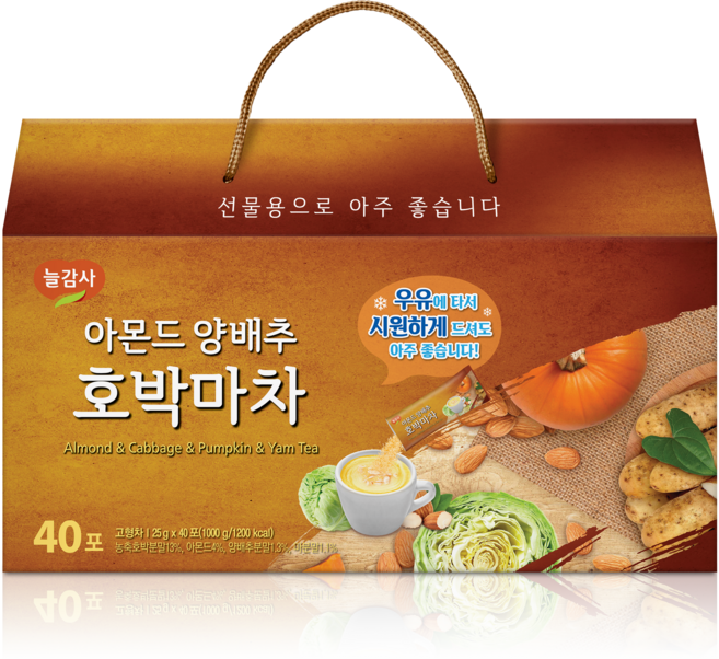 광야식품 아몬드 양배추 호박 마차 40T 식사대용 선식차, 40개, 1개