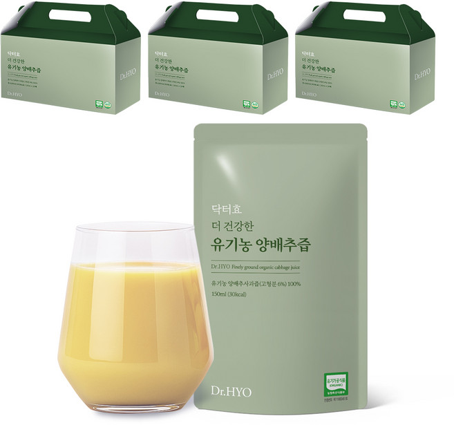 닥터효 더 건강한 유기농 양배추즙 실속형, 60개, 150ml