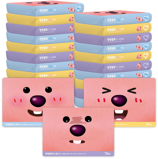 아이코닉스 잔망루피 휴대용 티슈 랜덤발송, 20개, 70매