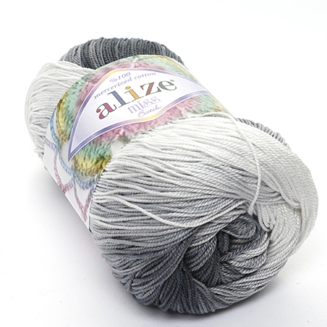 삼남뜨개실 알리제미스바틱실 50g 10+1 면실 의류실 실켓면사 코바늘실 뜨개실, MISS BATIK, 19 믹스그레이 2905