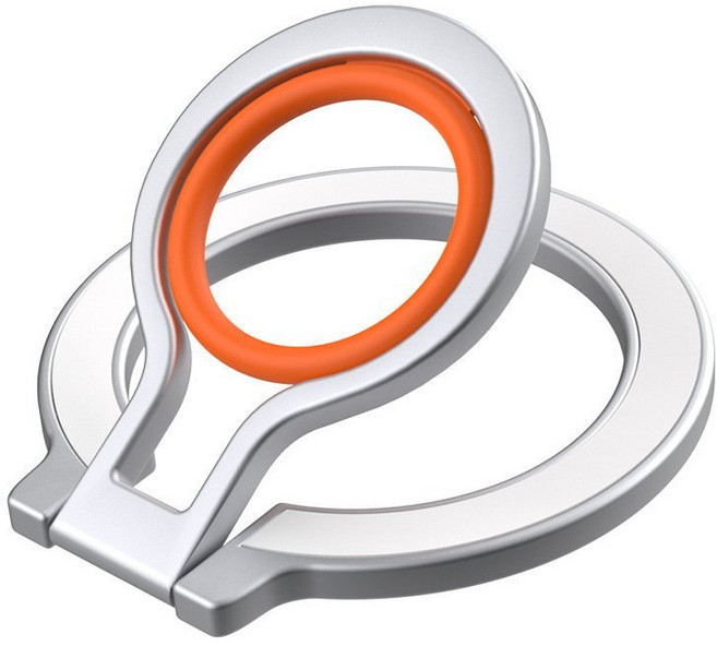 이누아 자력강화 호환 맥세이프 그립 톡 휴대폰 거치대 스마트링, 1개, 실버오렌지