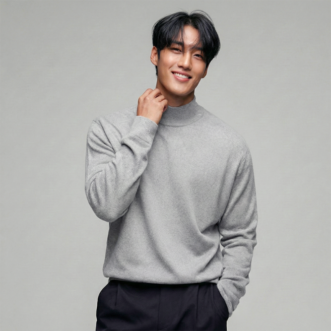 편옷사 남자 모던 캐시 모크넥 무지 반목니트