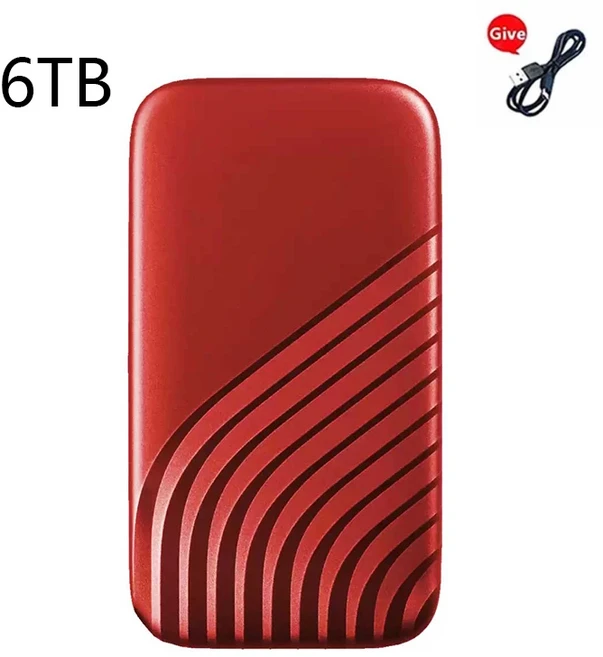 레노버 2024 SSD 플래시 하드 드라이브 외장형 C 타입 고속 USB 3.1 2TB 8TB 스토리지 노트북용 휴대용, 18 6TB red