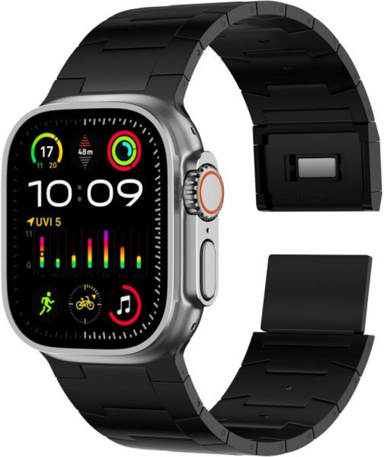 스마트워치 스트랩 남자 호환 시계줄 ACESTAR 풀 티타늄 밴드 Apple Watch 울트라 3/2/1 49mm / 시리즈 10 46mm 26mm 너비 조절 가능한 자석, 49mm/46mm/45mm/44mm, Ti02 Pro/24mm Wide/Black