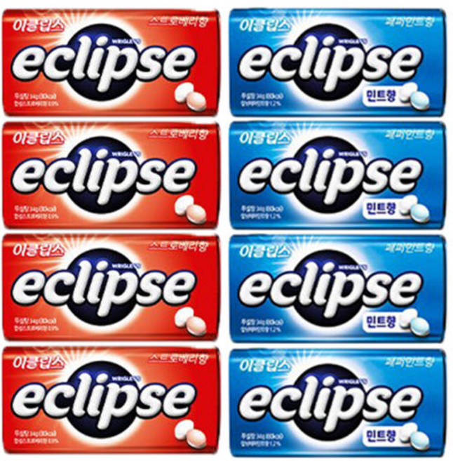 이클립스, 스트로베리,페퍼민트, 34g, 8개
