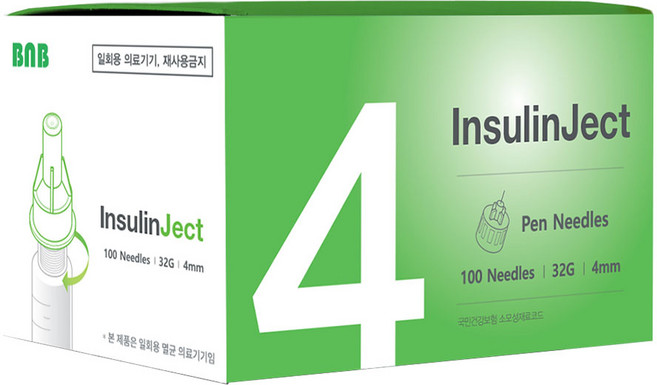 인슐린 펜니들 32G 4mm(100入) 인슐린젯 일회용 주사침, 1개