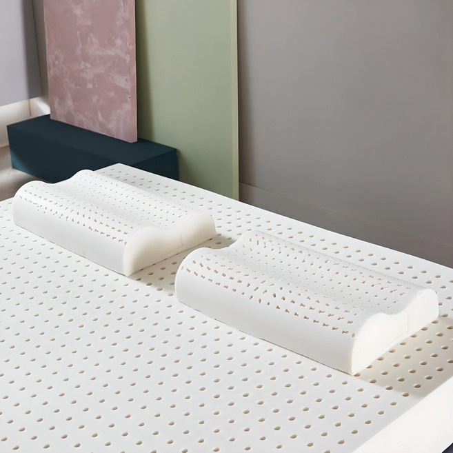 엔씨엘 천연라텍스 굴곡형 베개 + 속커버, 1개