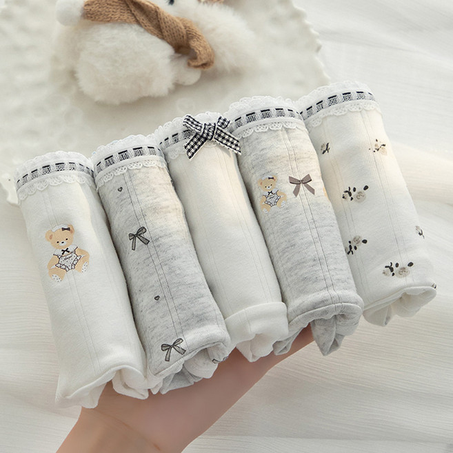 슈가앤 코튼베어 여성 학생 팬티 5종 세트 데일리 면스판