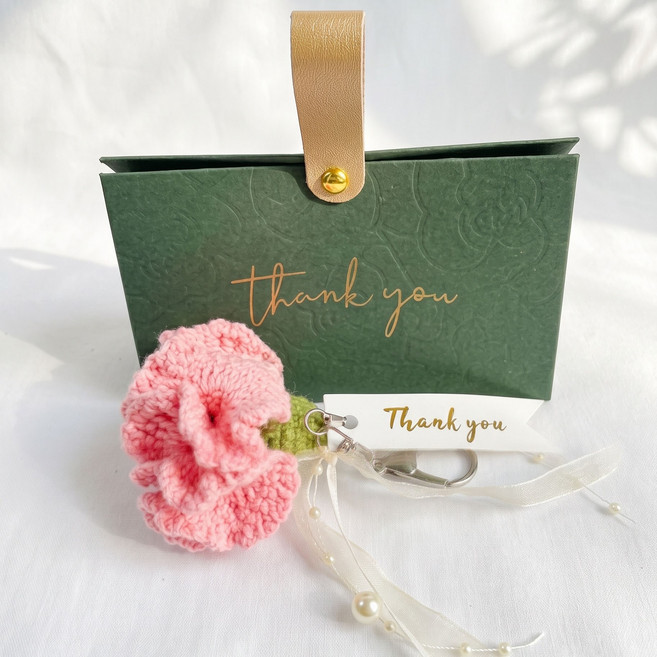 (패키지 포함) 어버이날 스승의날 행사용 핸드메이드 카네이션키링 열쇠고리, 1개, 핑크