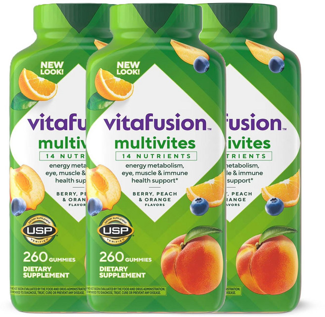 (1/2/3/4/5/6병 택1) 비타퓨전 멀티비이트 멀티비타민 구미260개입 / Vitafusion MultiVites MultiVitamin Gummies 260 gummies, 3개, 260정