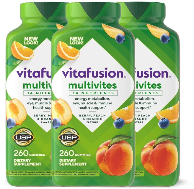 (1/2/3/4/5/6병 택1) 비타퓨전 멀티비이트 멀티비타민 구미260개입 / Vitafusion MultiVites MultiVitamin Gummies 260 gummies, 3개, 260정 - 쿠팡