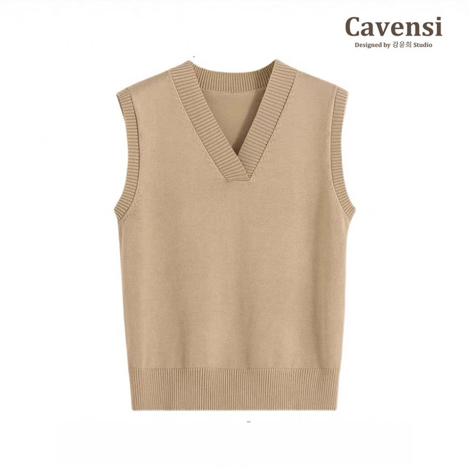 【Cavensi】V領針織背心 外搭疊穿秋冬背心