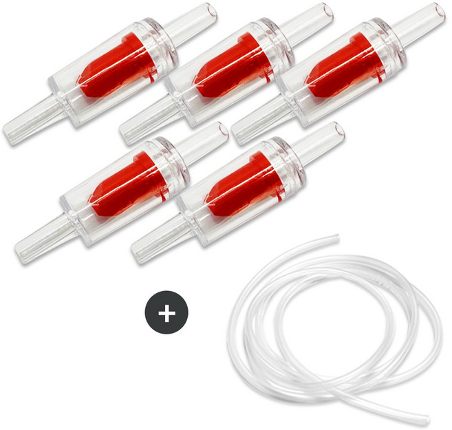 아쿠아테라 수족관 역류방지기 5개+실리콘 에어호스 2M (역류방지기:레드), 1세트, 레드