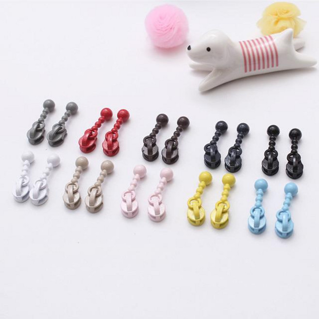 짱패브릭 3호코일 칼라볼 지퍼 슬라이더, 레드, 5개