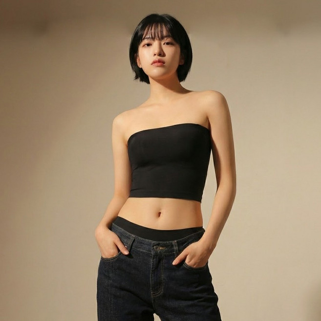 쿨 메쉬누디 오프숄더 롱튜브탑 캡나시 웨딩브라 워터밤