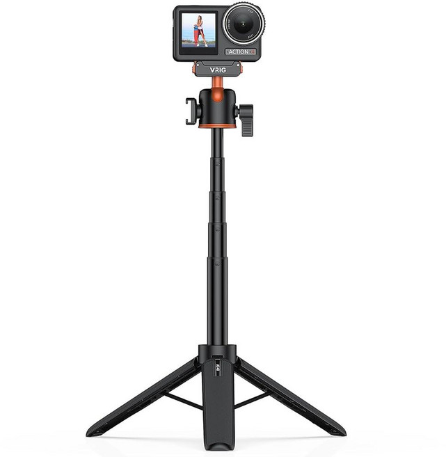VRIG AC40 확장 가능한 미니 카메라 삼각대 DJI 오즈모 Action 5Pro 4 3360° 조절 셀카봉 홀더 콜드 슈 포함 360 액션 액세서리용 마그네틱 마운트 어, VRIG AC40 확장 가능한 미니 카메라 삼각대 DJ