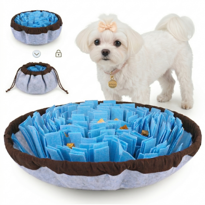 크기조절 강아지 노즈워크 매트 분리불안 간식놀이 장난감, 1개, 파란색