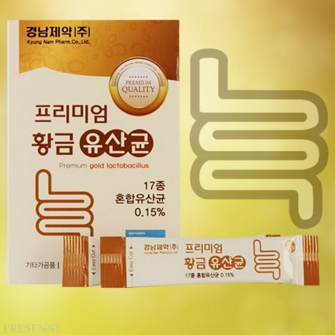 경남제약 프리미엄 황금 유산균 모유유래유산균 프롤린 락토바실러스 17종 혼합유산균 분말 가루 스틱 30포 x 5통