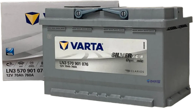바르타 VARTA AGM 70 (Silver라인) 자동차 차량용 밧데리 (25년 7월 제품), 1개, [AGM70]60AH 반납+공구 대여