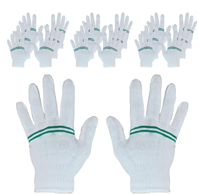 한우 두줄 표백 줄기사 면장갑, 혼합색상, 10세트