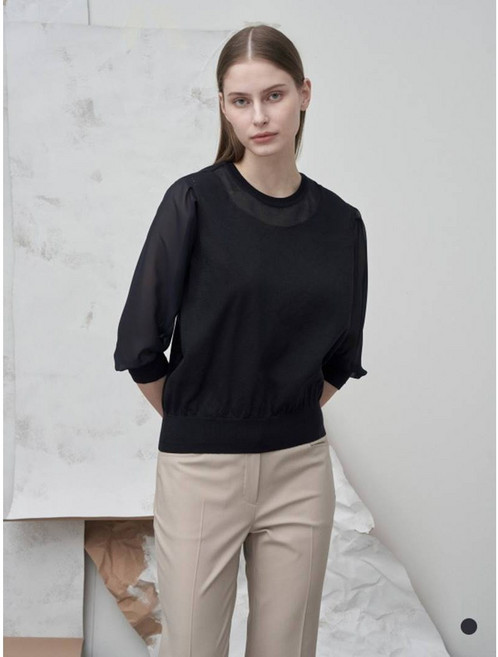 올리비아로렌 소매 쉬폰 니트 VOCBL5M3351