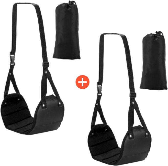 어썸트립 비행기 발받침 발해먹 기내 발걸이 1+1, 블랙, 2세트