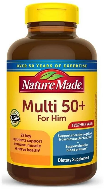 네이처메이드 남성 멀티비타민 50세이상 Nature Made Multi Vitamin For him 50+ Tablets, 250정, 1개 - 쿠팡
