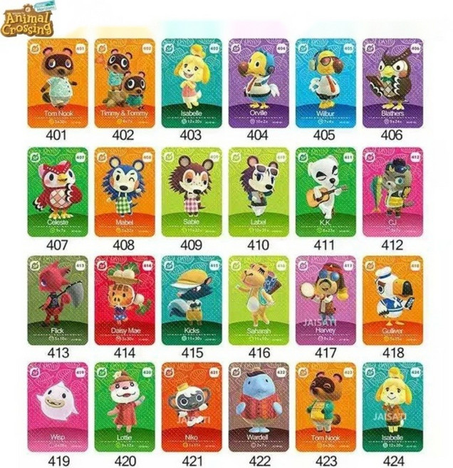 젤다 아미보 카드 파이어 엠블렘 NS 스위치 NFC 카드 태그, 24장 401-424 동물의 숲