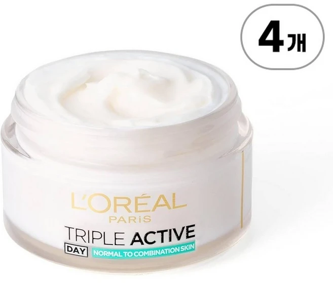 로레알 파리 트리플 액티브 데이 크림 노멀/컴비네이션 L'Oreal Paris Triple Active Day Cream Normal/Combination 50ml, 4개 - 쿠팡