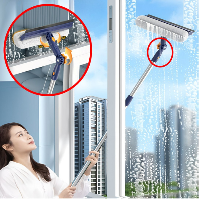 호아인터 각도조절 유리창 창문 닦이 청소 도구 밀대, 블루, 1개