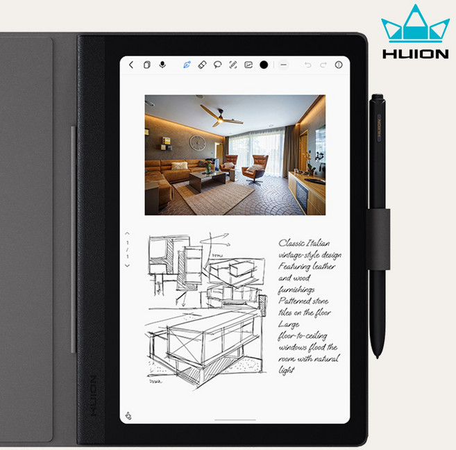 HUION 노트 E X50 스마트 필기 종이질감 펜타블렛 드로잉패드 디지탈노트, 블랙, KP1202