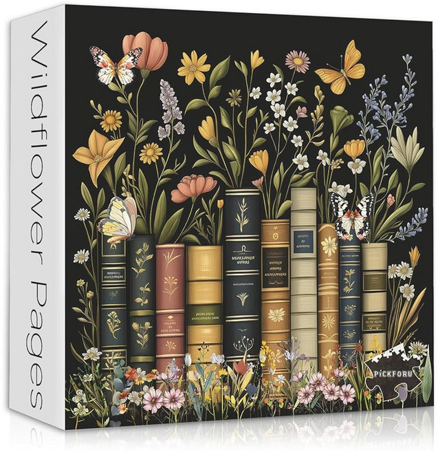 Wildflowers Puzzles for Adults 1000 Pieces PICKFORU Wildflower Pages Jigsaw Puzzle Vintage Book Love, 1개
