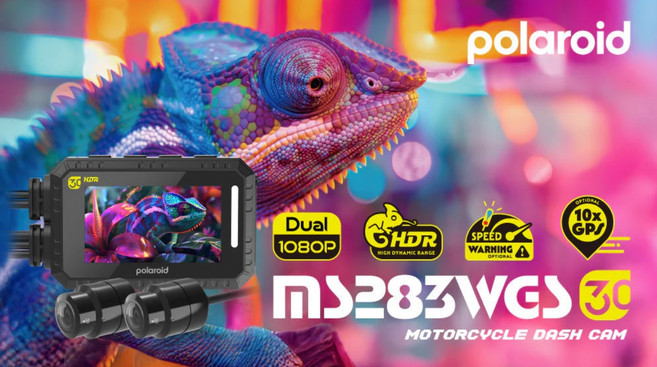 Polaroid 寶麗萊 MS283WGS 30 機車行車記錄器 雙1080P HDR 高速警示 GPS, 無