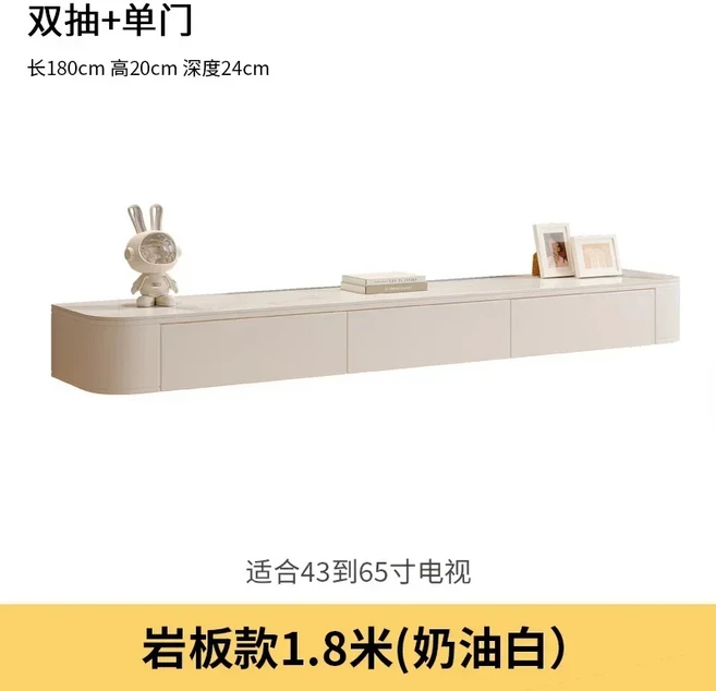 살롱 우드 TV 스탠드 화이트 플로팅 콘솔 선반 모니터 미디어 캐비닛 데스크 가구 호텔, 14 B 180x24x20cm white