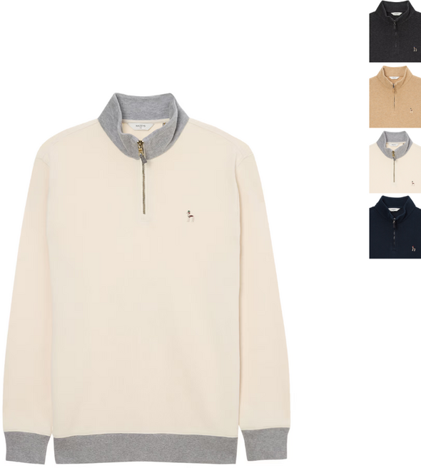 헤지스 남성 하프집업 맨투맨 겨울 의류 상의 중년 반집업 티셔츠