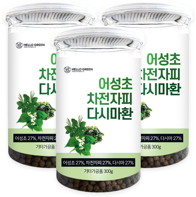 헬로우그린 어성초 차전자피 다시마환, 3개, 300g