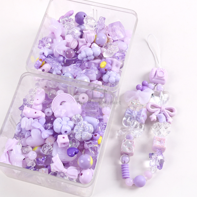 그라데이션 진주펄 랜덤 토핑 파츠 비즈스쿱 믹스 70g 볼꾸, 1개, 퍼플