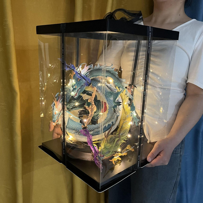 [다있지롱] 원피스피규어 상디 레진 37cm 삼대장, 세 용 조로 투명 조명 상자+토트백, 맞춤 메시지 카드, 1개