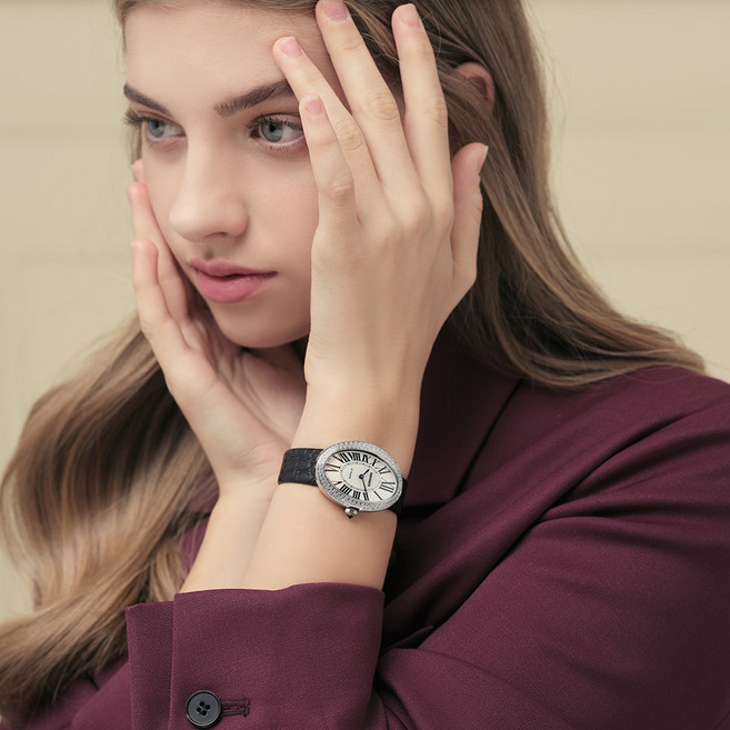 가이거 여성 자개 오벌 악어가죽 손목시계 GE1207(+가죽밴드 2종)