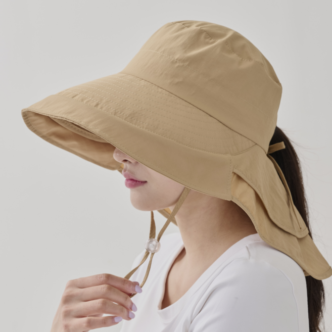 로히코 자외선차단 햇빛가리개 물놀이 버킷햇 플랩캡 여름 여자 모자