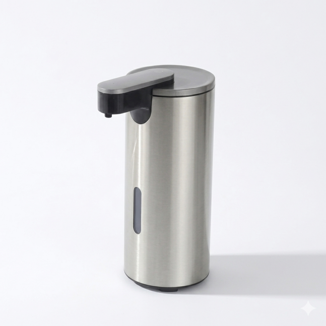 스테인리스 자동 비접촉 손세정액 디스펜서 330ml 적외선 센서 주방세제 욕실세제 다용도 세제통 손세정기, 실버, 1개