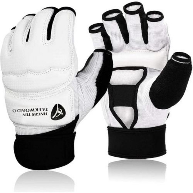 글러브 성인 남성 및 태권도 스파링 장갑 손 발 기어 무술 펀치 킥 가라테 훈련 복싱 1 쌍, 9) 흰 장갑 L, 1개