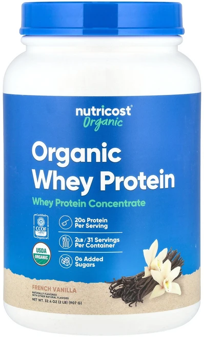 Nutricost 유기농 유청 단백질 프렌치 바닐라 907g(2lb) Nutricost (뉴트리코스트), 907 g - 쿠팡