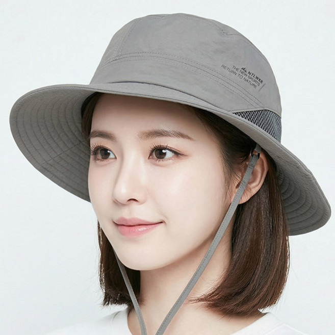 베이직엠 남성 여성 여름 등산모자 사파리 사선 뒷면 메쉬