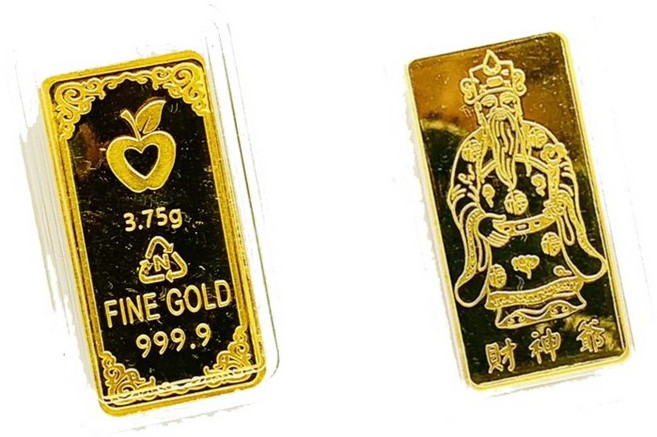 YJ宜佳珠寶 9999純金金條擺件－送禮開運收藏, 財神爺 1.00錢－贈招財收納包(不挑款,禮盒袋組, 財神爺