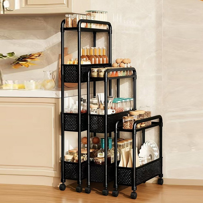 MRS초슬림 이동식 틈새 수납장 선반 주방 세탁기옆 트롤리 슬림수납장 미니수납장 쇼파틈새수납장, 검은색, 1개