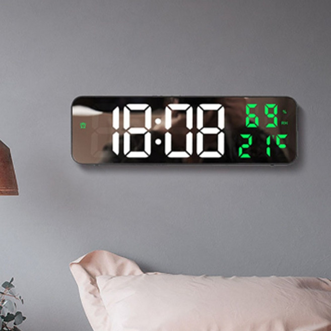 벽걸이전자시계 온습도 시계 온습도계 벽시계 무소음, 탁상용직사각LED시계 0671